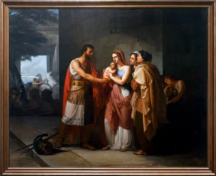 Hektor begrüßt Andromache und Astyanax